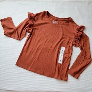 Long Sleeve Ruffle Long Sleeve T-Shirt | Chestnut | Cat & Jack